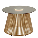 Nit Outdoor Portable Table Lamp Ivory Top Beige Synthetic Fiber Small By Bover