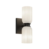 Nola Double Wall Sconce Black Glossy Opal Glass By Kuzco Side View