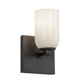 Nola Single Wall Sconce Black Glossy Opal Glass By Kuzco Side View