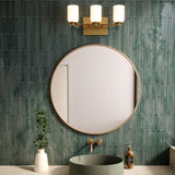 Nola Vanity Light Brushed Gold Glossy Opal Glass By Kuzco - Lifestyle View
