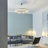 Nordic Gold/Clear 8 Light Blossi Chandelier by Nuura in Living Room