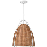 Norman Pendant Large Matte White Blonde Rattan By Visual Comfort Studio - Side View1