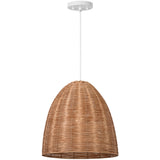 Norman Pendant Large Matte White Blonde Rattan By Visual Comfort Studio - Side View2