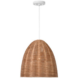 Norman Pendant Large Matte White Blonde Rattan By Visual Comfort Studio 3
