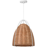 Norman Pendant Large Matte White Blonde Rattan By Visual Comfort Studio