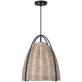 Norman Pendant Large Midnight Black Ash Wicker By Visual Comfort Studio - Side View1