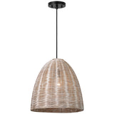 Norman Pendant Large Midnight Black Ash Wicker By Visual Comfort Studio - Side View2