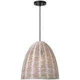 Norman Pendant Large Midnight Black Ash Wicker By Visual Comfort Studio - Side View3
