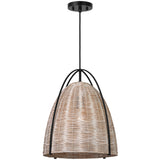 Norman Pendant Large Midnight Black Ash Wicker By Visual Comfort Studio
