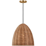 Norman Pendant Large Satin Brass Blonde Rattan By Visual Comfort Studio - Side View3