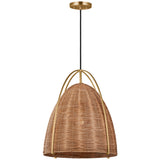 Norman Pendant Large Satin Brass Blonde Rattan By Visual Comfort Studio