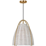 Norman Pendant Large Satin Brass Chalk Wicker By Visual Comfort Studio - Side View1