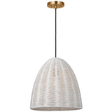 Norman Pendant Large Satin Brass Chalk Wicker By Visual Comfort Studio - Side View2