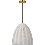 Norman Pendant Large Satin Brass Chalk Wicker By Visual Comfort Studio - Side View3