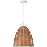 Norman Pendant Medium Matte White Blond Rattan By Visual Comfort Studio - Side View1