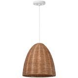 Norman Pendant Medium Matte White Blond Rattan By Visual Comfort Studio - Side View2