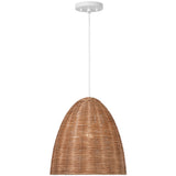 Norman Pendant Medium Matte White Blond Rattan By Visual Comfort Studio - Side View3
