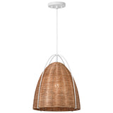 Norman Pendant Medium Matte White Blond Rattan By Visual Comfort Studio