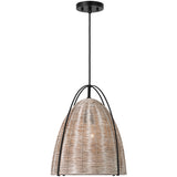 Norman Pendant Medium Midnight Black Ash Wicker By Visual Comfort Studio - Side View1