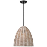 Norman Pendant Medium Midnight Black Ash Wicker By Visual Comfort Studio - Side View3