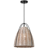 Norman Pendant Medium Midnight Black Ash Wicker By Visual Comfort Studio