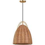 Norman Pendant Medium Satin Brass Blond Rattan By Visual Comfort Studio