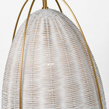 Norman Pendant Medium Satin Brass Chalk Wicker By Visual Comfort Studio - Detailed View1