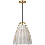 Norman Pendant Medium Satin Brass Chalk Wicker By Visual Comfort Studio - Side View1