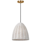 Norman Pendant Medium Satin Brass Chalk Wicker By Visual Comfort Studio - Side View2
