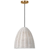 Norman Pendant Medium Satin Brass Chalk Wicker By Visual Comfort Studio - Side View3