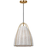 Norman Pendant Medium Satin Brass Chalk Wicker By Visual Comfort Studio