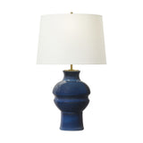 Nova Table Lamp — 16 1/2", White Linen, Mix Blue Brown