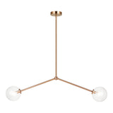 Novo Globe Pendant 2 Light Aged Gold Brass Clear