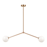 Novo Globe Pendant 2 Light Aged Gold Brass Opal