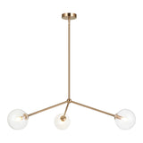 Novo Globe Pendant 3 Light Aged Gold Brass Clear
