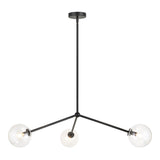 Novo Globe Pendant 3 Light Black Clear