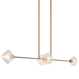Novo Linear Suspension Aged Gold Brass Clear Glass By Matteo - Front View