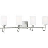 Oak Moore Vanity Light — 33 7/8", Etched / White Inside, Brushed Nickel