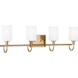 Oak Moore Vanity Light — 33 7/8", Etched / White Inside, Satin Brass