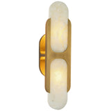 Odin Wall Sconce Vintage Brass Alabaster Large By Alora Side View
