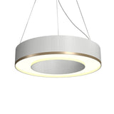 Organic White Cylindrical Pendant with Brass Accent by Accord