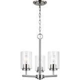 Oslo Chandelier — 15 Inch, Brushed Nickel with Clear Seeded Glass