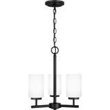 Oslo Chandelier — 15 Inch, Midnight Black with Cased Opal Etched Glass