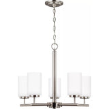 Oslo Chandelier — 24 Inch, Brushed Nickel with Cased Opal Etched Glass