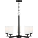 Oslo Chandelier — 24 Inch, Midnight Black with Cased Opal Etched Glass