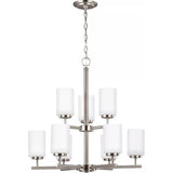 Oslo Chandelier — 26 Inch, Brushed Nickel with Cased Opal Etched Glass