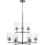 Oslo Chandelier — 26 Inch, Brushed Nickel with Clear Seeded Glass