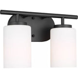 Oslo Vanity Light — 12.5 Inch, Midnight Black with Cased Opal Etched Glass
