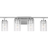 Oslo Vanity Light — 27.5 Inch, Brushed Nickel with Clear Seeded Glass