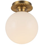 Otis Semi Flush Mount Brushed Gold Glossy Opal Glass By Alora - Down View